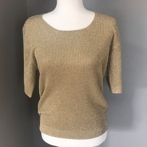 Metallic Gold Knit Crochet top Suzelle vintage